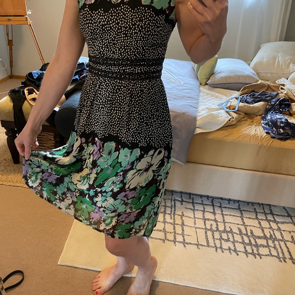 romy floral sleeveless a-line midi summer dress xs